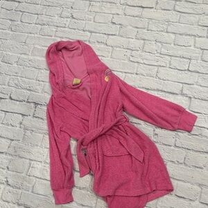 Kids Plush Pink Hooded Bathrobe